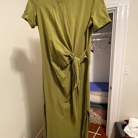 Sezane Pippa Dress, Size Small Like New! Elegant Olive Green Midi Dress - Picture 4 of 5